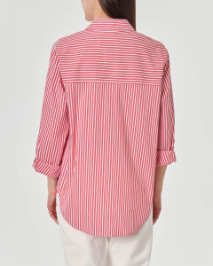 Camicia linea boxy in popeline di cotone a righe bianche e rosse