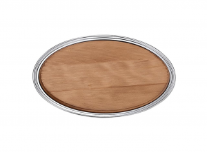 Vassoio ovale argentato con tagliere in legno per formaggi salumi