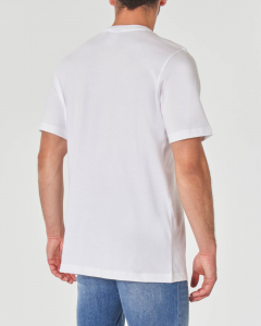 T-shirt bianca in jersey con logo Trifoglio rosa davanti