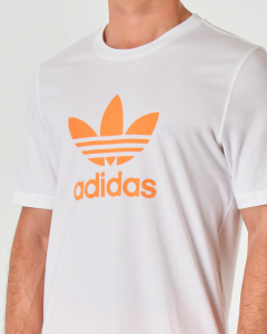 T-shirt bianca in jersey con logo Trifoglio arancio davanti