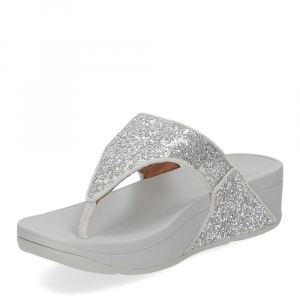 Fitflop Lulu glitter toe thongs silver-4