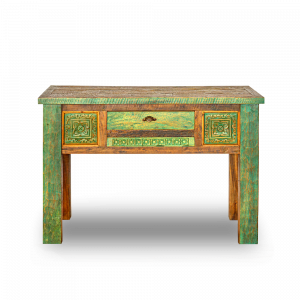 Consolle in legno di teak balinese green con cassetto centrale