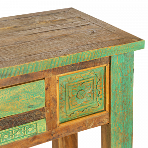 Consolle in legno di teak balinese green con cassetto centrale