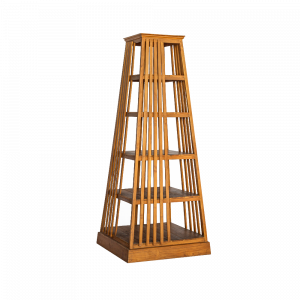 Libreria a forma di piramide in legno di teak balinese
