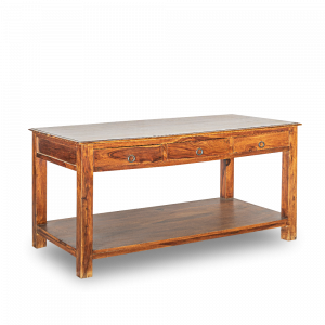 Tavolo isola in legno di palissandro indiano (sheesham wood) con 3 cassetti #1247IN550
