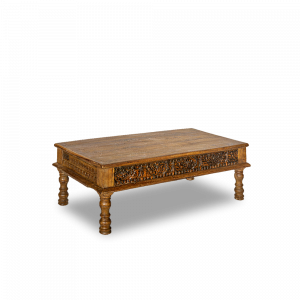 Tavolino da salotto in legno di teak recuperato con frame antique
