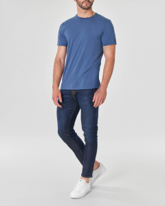 T-shirt blu indaco mezza manica in puro cotone