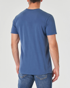 T-shirt blu indaco mezza manica con stampa asterischi