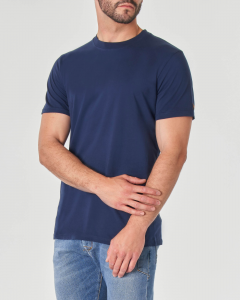 T-shirt blu mezza manica in puro cotone