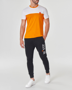 T-shirt bianca e arancione mezza manica con logo asterisco piccolo
