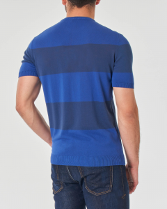 T-shirt mezza manica a righe blu royal e blu in crêpe di cotone