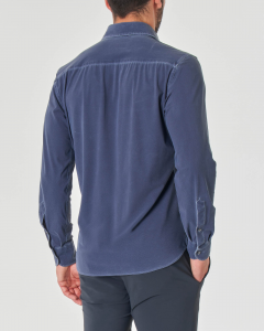 Camicia blu indaco effetto denim in tessuto tecnico hyper comfort