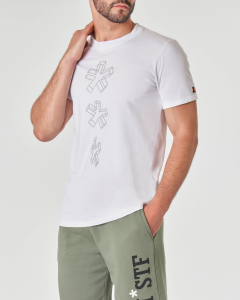 T-shirt bianca mezza manica con stampa asterischi
