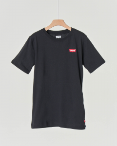 T-shirt nera mezza manica con logo batwing piccolo 10-16 anni