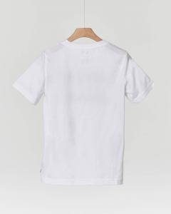 T-shirt bianca mezza manica con logo bandiera camouflage e scritta Levi's blu metallizzato 10-16 anni