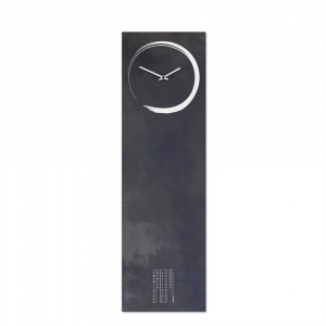 S-Enso vintage magnetic wall clock / blackboard in black sheet-iron 100x30 vertical