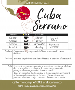 Caffè monorigine Cuba Serrano confezioni da 250gr e 1kg