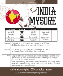 Caffè monorigine India Mysore macinato, confezioni da 250 gr e 1kg