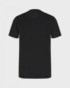 T-shirt nera mezza manica con logo EA7 e fascia fucsia fluo
