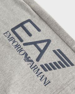 Short grigio in felpa con logo EA7 grande stampato