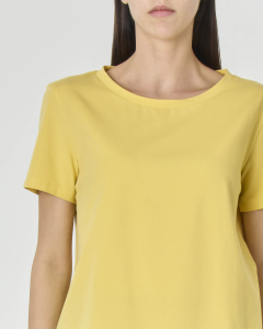 T-shirt gialla a maniche corte in cotone stretch dal volume dritto