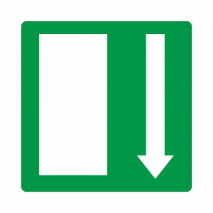 Cartello con simbolo uscita di emergenza in avanti