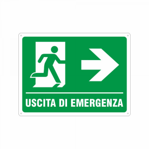 Cartello Uscita di emergenza a destra UNI EN ISO 7010
