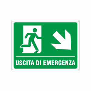 Cartello uscita di emergenza in basso a destra UNI EN ISO 7010