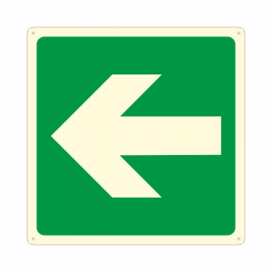 Cartello luminescente con simbolo E005 freccia direzionale