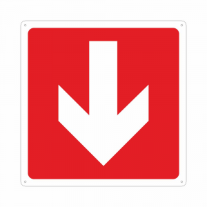 Cartello con simbolo freccia direzionale antincendio