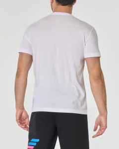 T-shirt bianca mezza manica con logo rete stampato sul petto