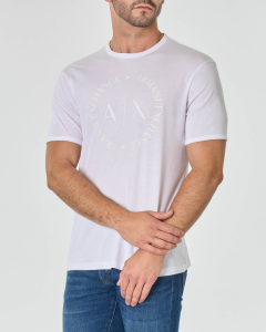 T-shirt bianca mezza manica con logo AX circolare gommato applicato sul petto