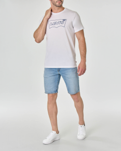 T-shirt bianca mezza manica con logo batwing vuoto stampato
