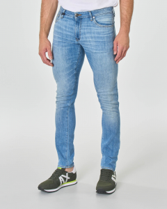 Jeans J14 skinny lavaggio chiaro bleach in misto cotone e lino stretch