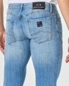 Jeans J14 skinny lavaggio chiaro bleach in misto cotone e lino stretch