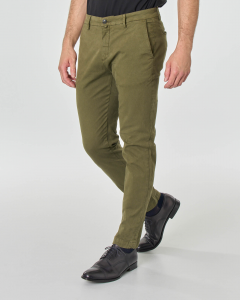 Pantalone chino verde militare in cotone stretch