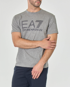 T-shirt grigia mezza manica con logo rete stampato sul petto