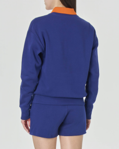 Felpa girocollo blu royal in jersey di cotone con logo Polo Sport stampato
