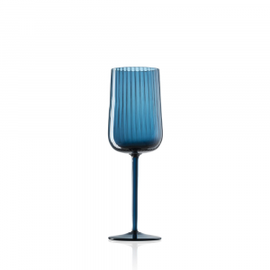 White Wine Glass Gigolo Striped Air Force Blue