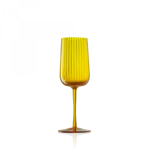 White Wine Glass Gigolo Striped Yellow