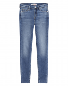 Jeans skinny a vita media in misto cotone stretch super stone washed