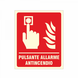 Cartello luminescente pulsante allarme antincendio UNI EN ISO 7010