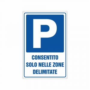 Cartello Parcheggio consentito solo nelle zone delimitate