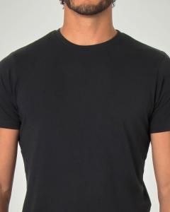 T-shirt nera tinta unita in puro cotone