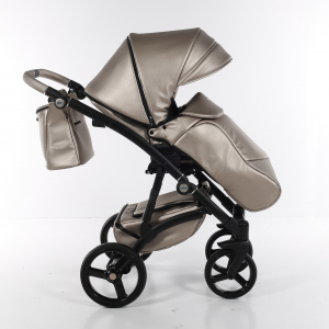 Novità Tako Baby - Laret Premium - telaio nero - ecopelle - beige/argento