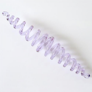 Molla spirale pendente vetro artigianale viola, lunghezza 13 cm