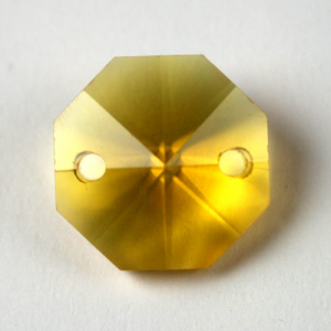 Ottagono 16 mm giallo cristallo vetro molato 2 fori