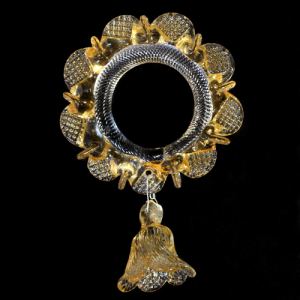 Anello in vetro di murano con campanella cristallo e ambra