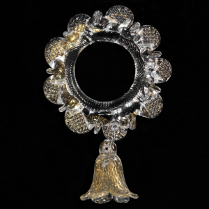 Anello in vetro di murano con campanella cristallo screziato oro