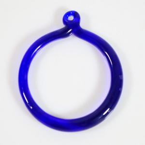 Anello pendente Int. Ø43 mm vetro di Murano blu cobalto in fogo